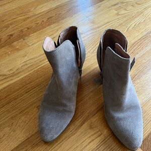 Frye Taupe Suede Ankle Boots with Side Zip